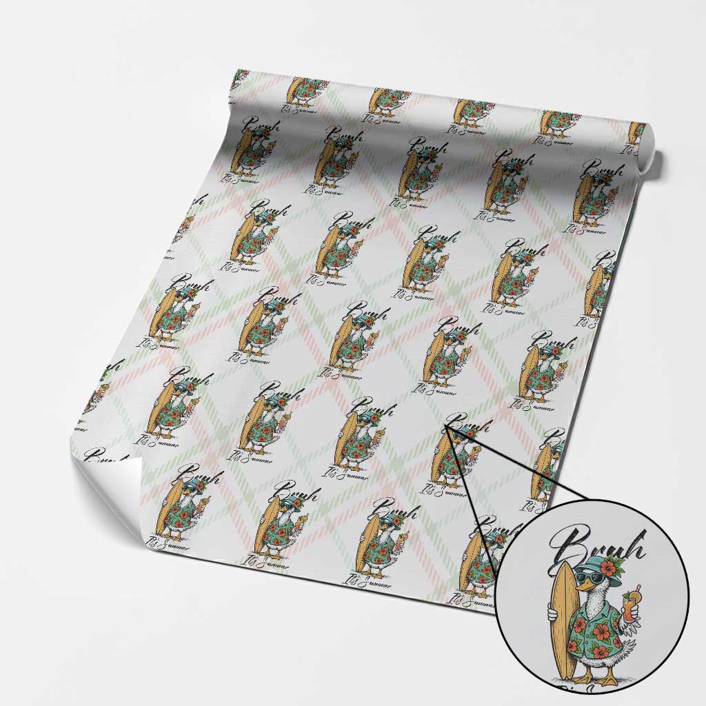 Bruh Its Summer Wrapping Paper Roll Funny Hawaiian Goose Surfer Graphic