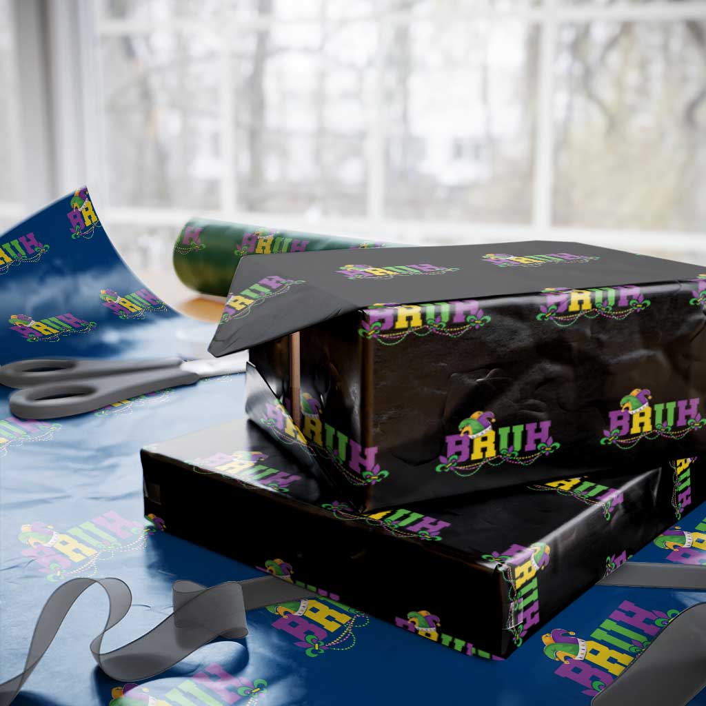 Bruh Mardi Gras Wrapping Paper Roll Carnival New Orleans Trip Parade Outfit Teens Boys Kids TS10 Black Print Your Wear