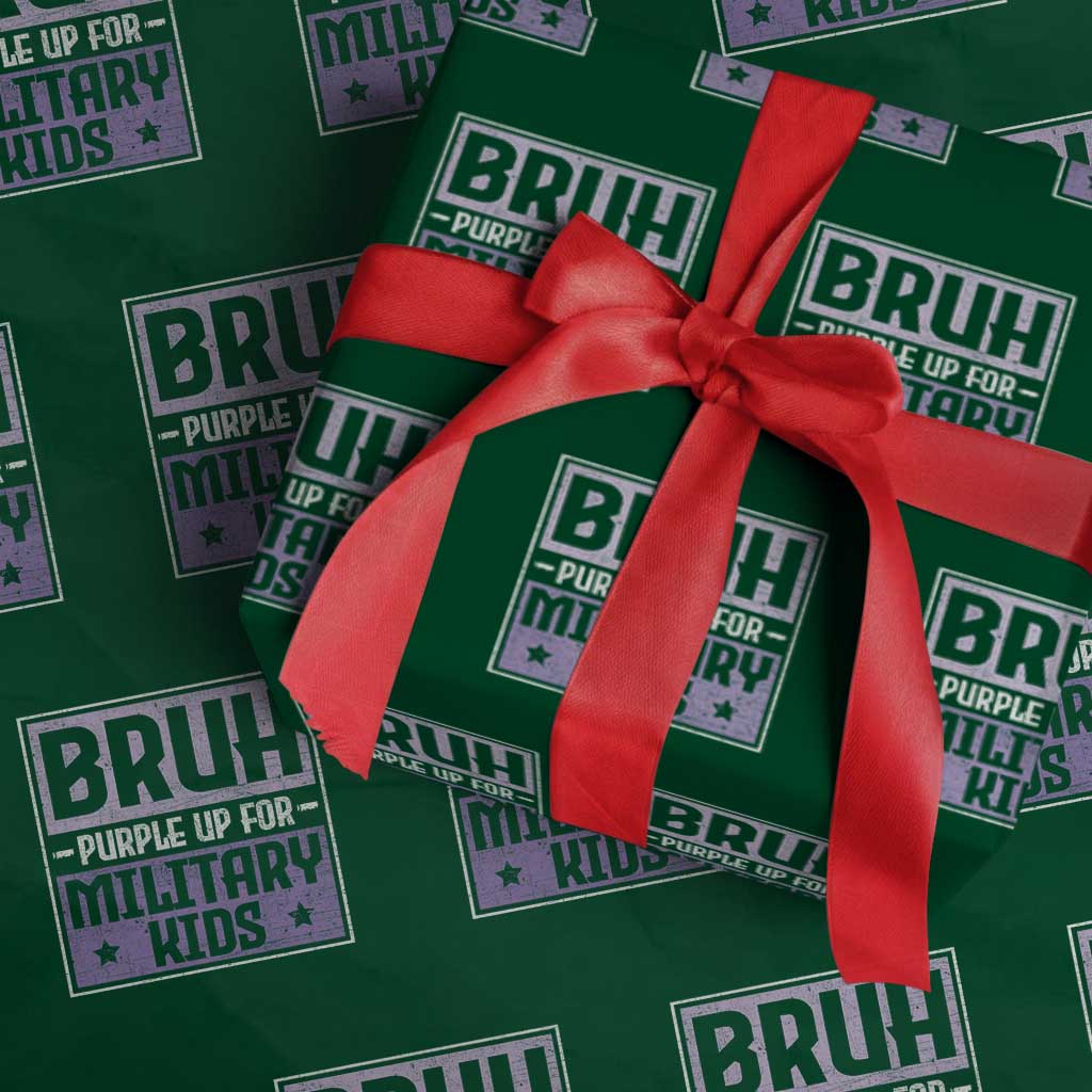 Bruh Purple Up For Military Kids Wrapping Paper Roll Support Military Kids TS10 Green Print Your Wear