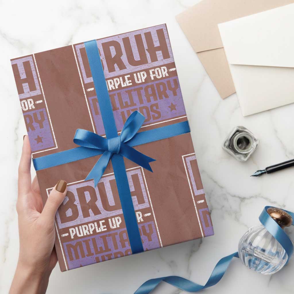 Bruh Purple Up For Military Kids Wrapping Paper Roll Support Military Kids TS10 Mocha Print Your Wear