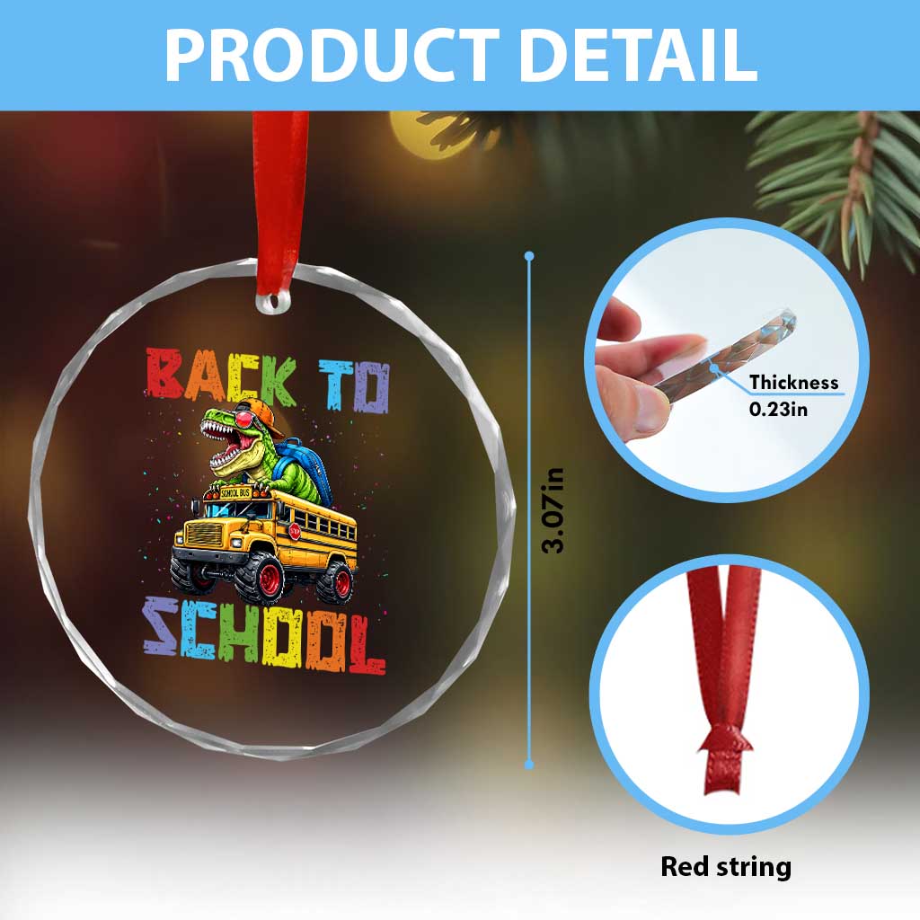 Bruh We Back Crystal Glass Ornament Funny Dinosaur Back To School Dinosaur TS14 Print Your Wear