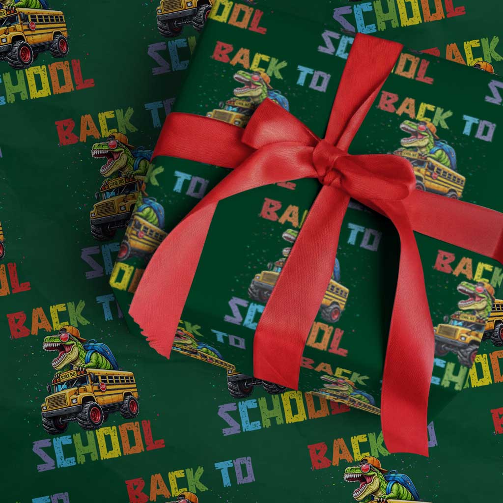 Bruh We Back Wrapping Paper Roll Funny Dinosaur Back To School Dinosaur TS14 Green Print Your Wear
