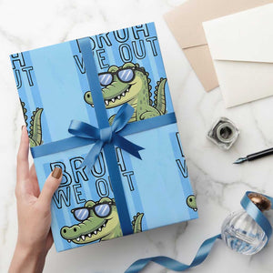 Bruh We Out Alligator Wrapping Paper Roll Last Day of School Teacher TS14 Light Blue Print Your Wear