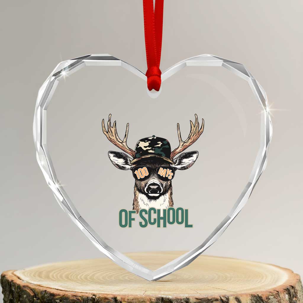 Bucked' 100 Days Of School Heart Crystal Glass Ornament Deer Student Boy Girls 100th Day TS02 Transparent Glass 3'' Heart Print Your Wear