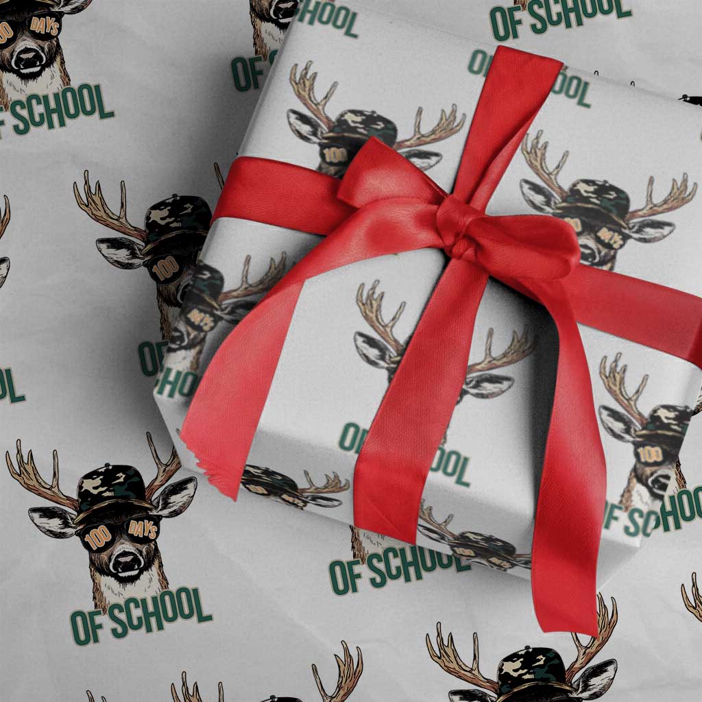 Bucked' 100 Days Of School Wrapping Paper Roll Deer Student Boy Girls 100th Day TS02 White Print Your Wear
