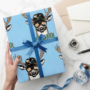 Bucked' 100 Days Of School Wrapping Paper Roll Deer Student Boy Girls 100th Day TS02 Light Blue Print Your Wear