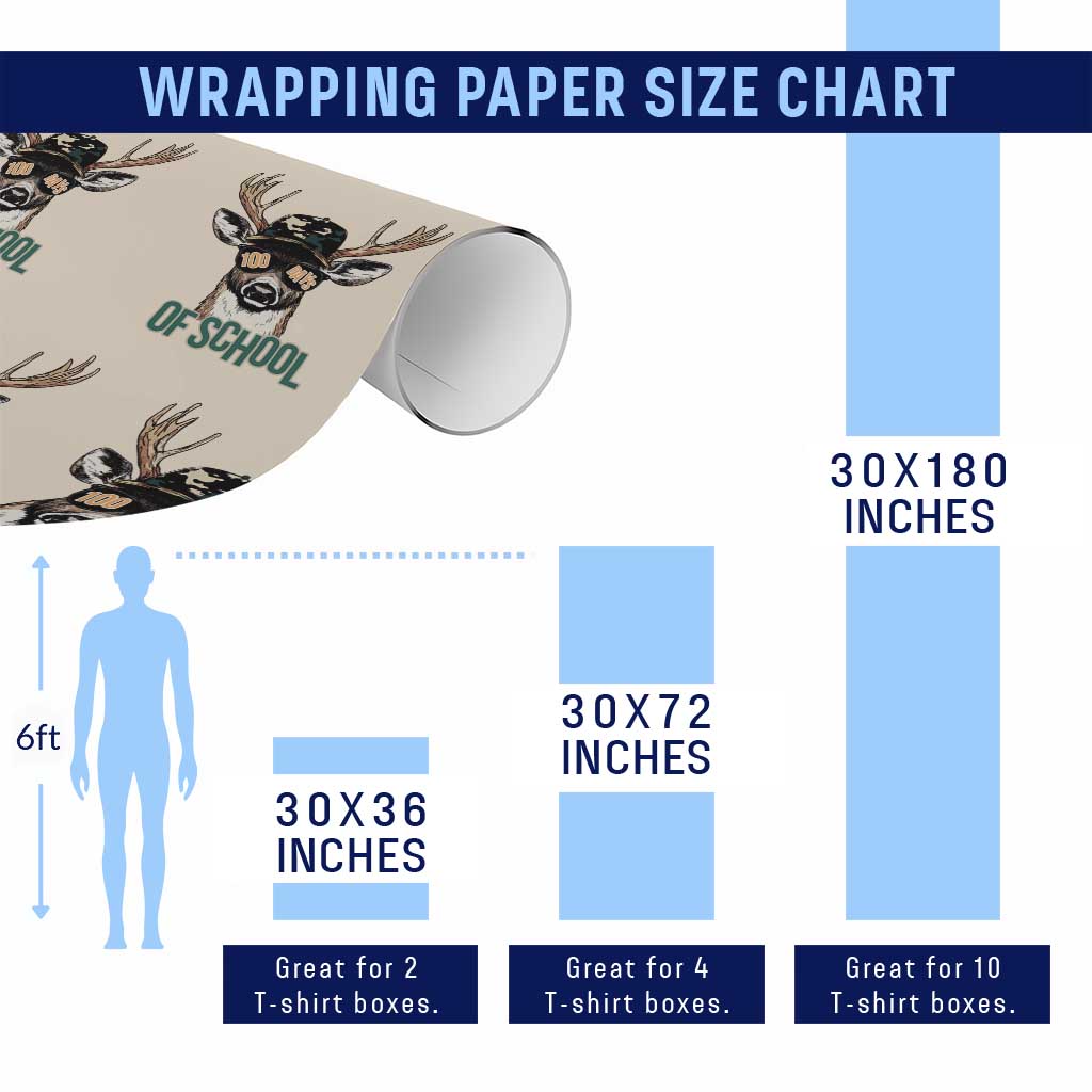 Bucked' 100 Days Of School Wrapping Paper Roll Deer Student Boy Girls 100th Day TS02 Print Your Wear