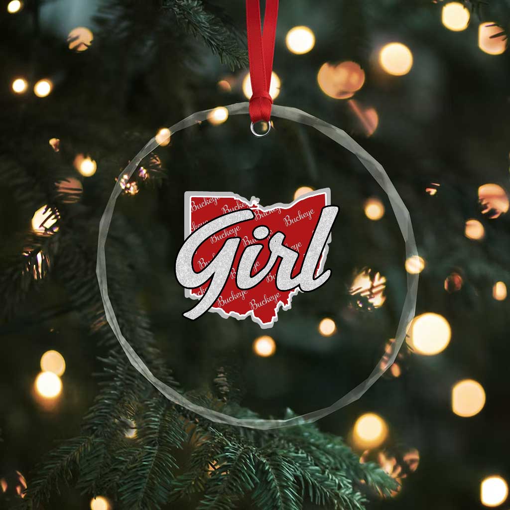 Buckeye Girl Ohio Home State Crystal Glass Ornament TS11 Print Your Wear