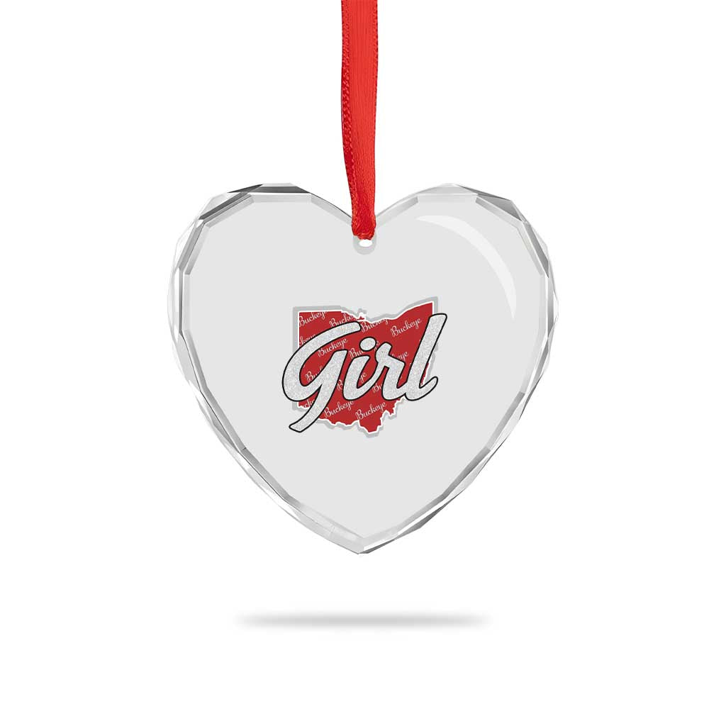 Buckeye Girl Ohio Home State Heart Crystal Glass Ornament TS11 Print Your Wear