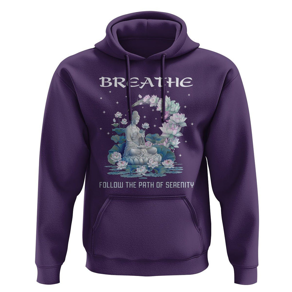 Buddhism Hoodie Breathe Follow The Path Of Serenity TS09 Purple Printyourwear