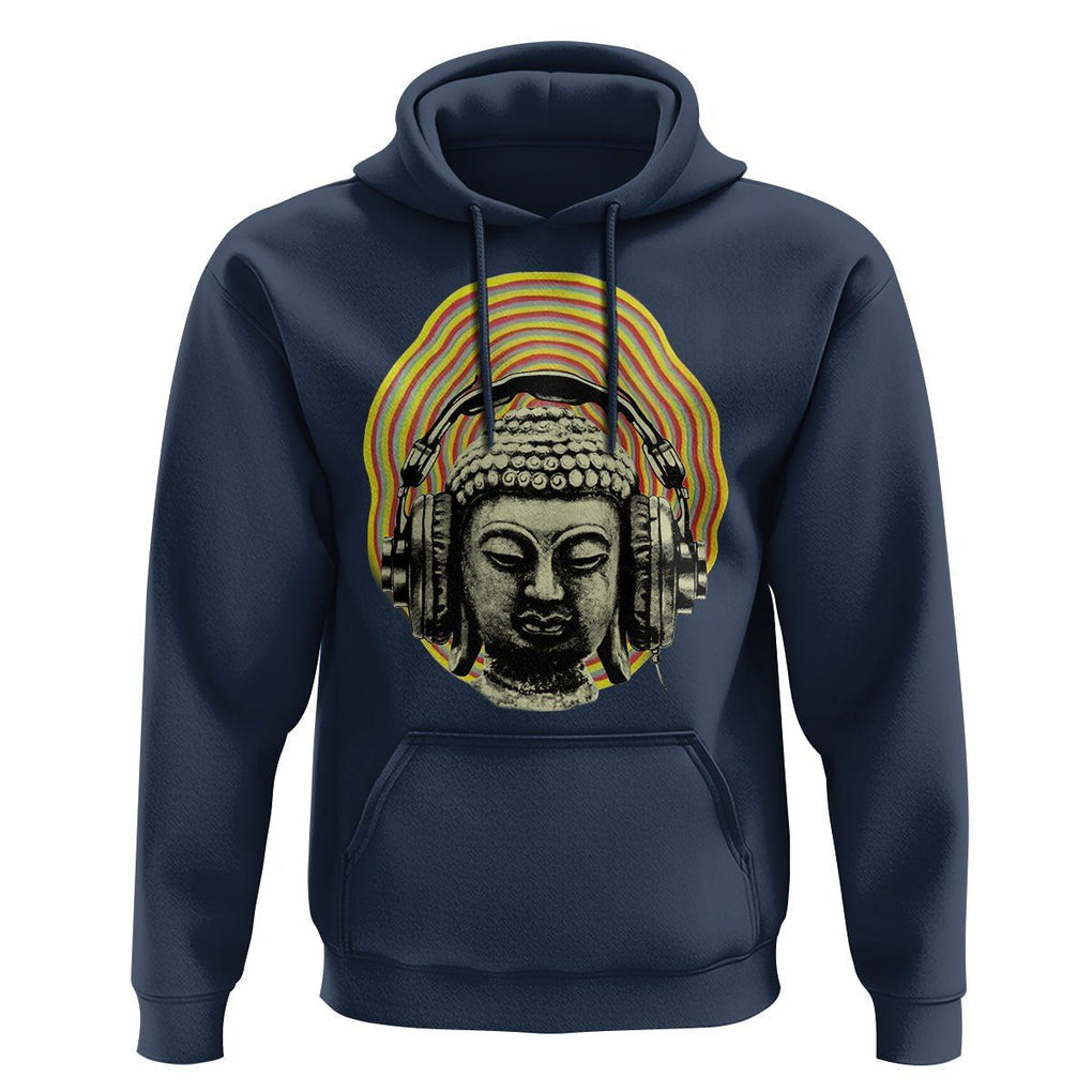 Buddhism Music Lover Hoodie Buddha Headphones Buddhist Monk DJ TS09 Navy Printyourwear