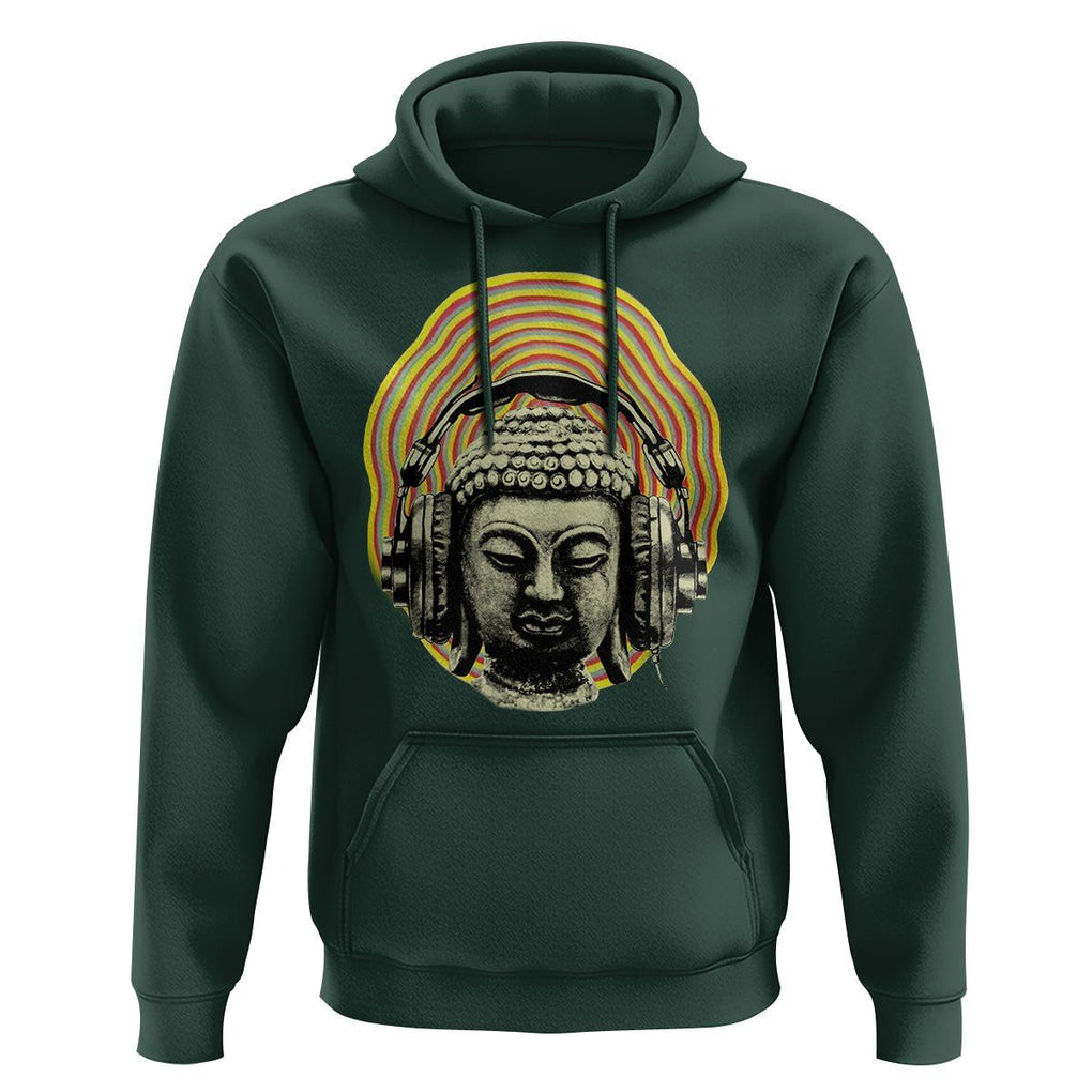 Buddhism Music Lover Hoodie Buddha Headphones Buddhist Monk DJ TS09 Dark Forest Green Printyourwear