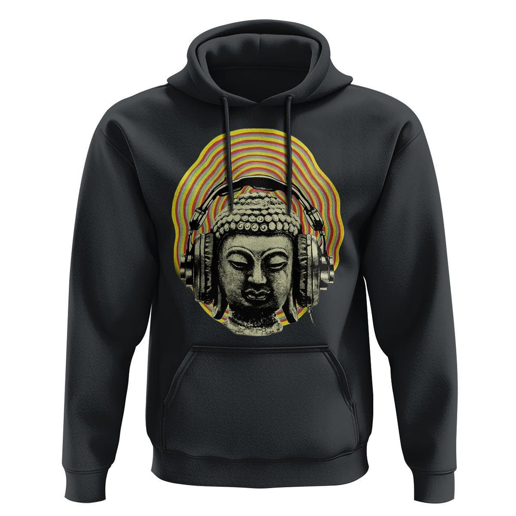Buddhism Music Lover Hoodie Buddha Headphones Buddhist Monk DJ TS09 Black Printyourwear