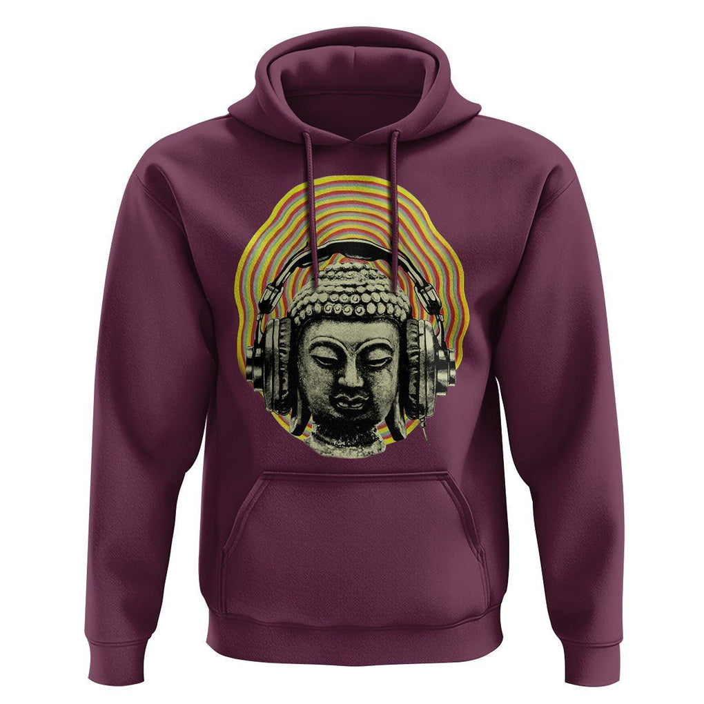 Buddhism Music Lover Hoodie Buddha Headphones Buddhist Monk DJ TS09 Maroon Printyourwear