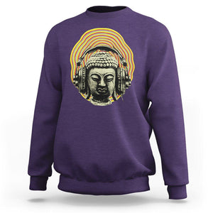 Buddhism Music Lover Sweatshirt Buddha Headphones Buddhist Monk DJ TS09 Purple Printyourwear