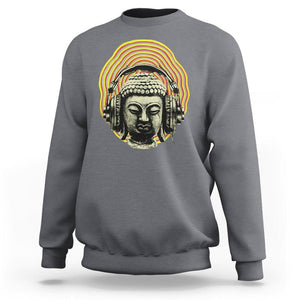 Buddhism Music Lover Sweatshirt Buddha Headphones Buddhist Monk DJ TS09 Charcoal Printyourwear