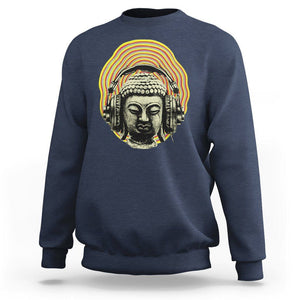 Buddhism Music Lover Sweatshirt Buddha Headphones Buddhist Monk DJ TS09 Navy Printyourwear