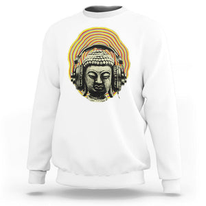 Buddhism Music Lover Sweatshirt Buddha Headphones Buddhist Monk DJ TS09 White Printyourwear