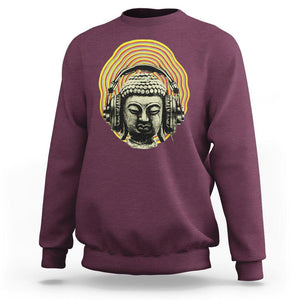 Buddhism Music Lover Sweatshirt Buddha Headphones Buddhist Monk DJ TS09 Maroon Printyourwear