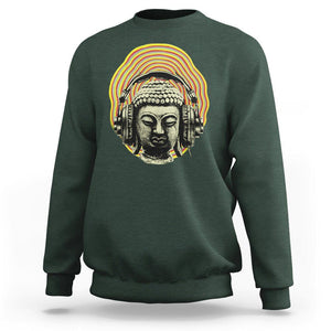 Buddhism Music Lover Sweatshirt Buddha Headphones Buddhist Monk DJ TS09 Dark Forest Green Printyourwear
