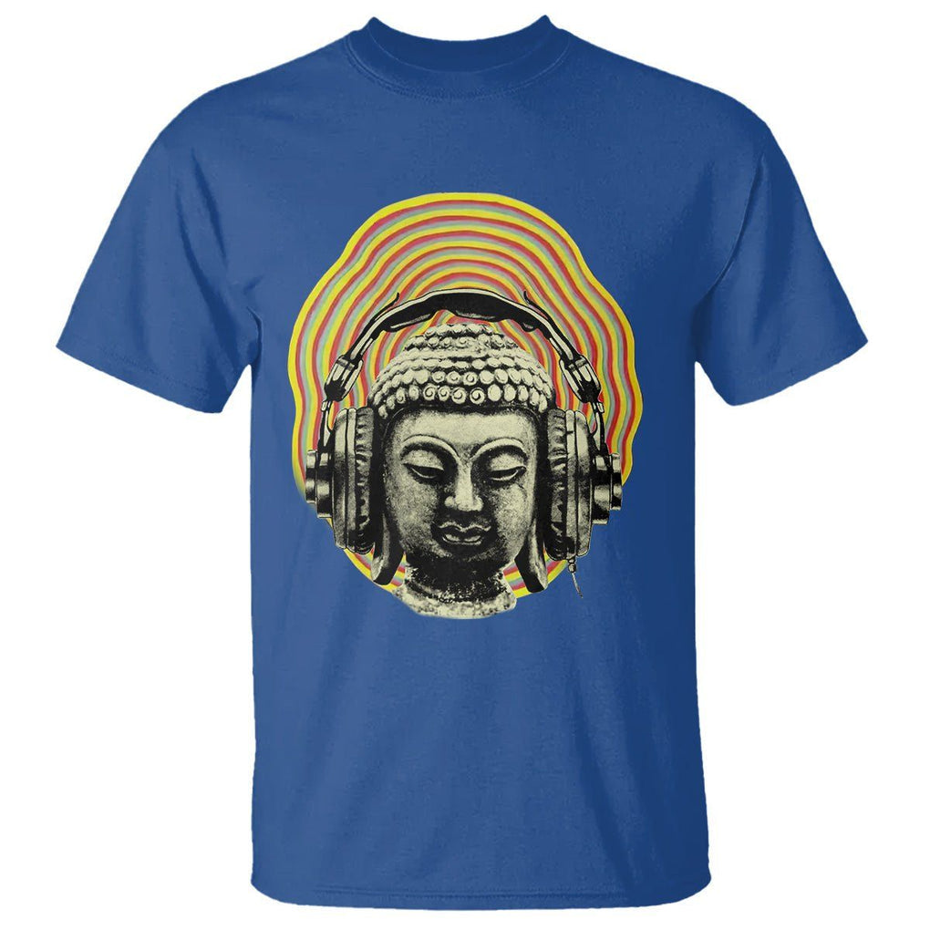 Buddhism Music Lover T Shirt Buddha Headphones Buddhist Monk DJ TS09 Royal Blue Printyourwear