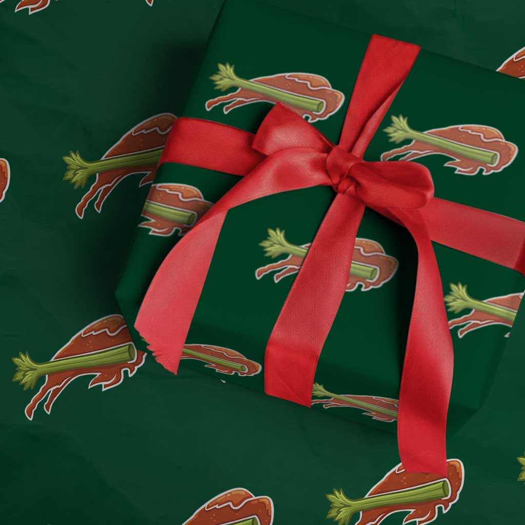 BFB Chicken Wing Wrapping Paper Roll Vintage 90s BFB Sports Fan Game Day TS10 Green Print Your Wear