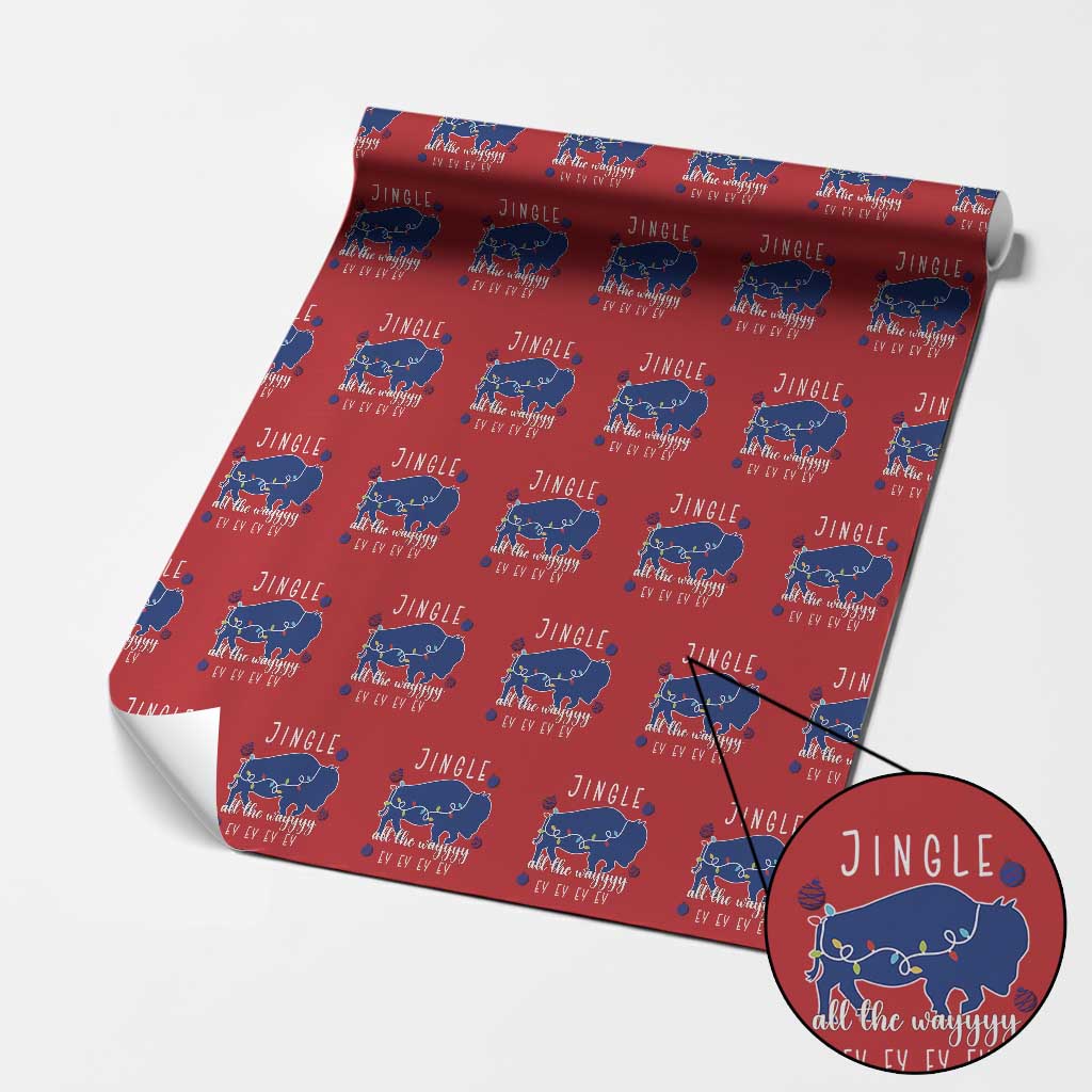 Buffalo Christmas Jingle All the Way Ey Wrapping Paper Roll Xmas Lights Funny Holiday Gift TS02 Red Print Your Wear