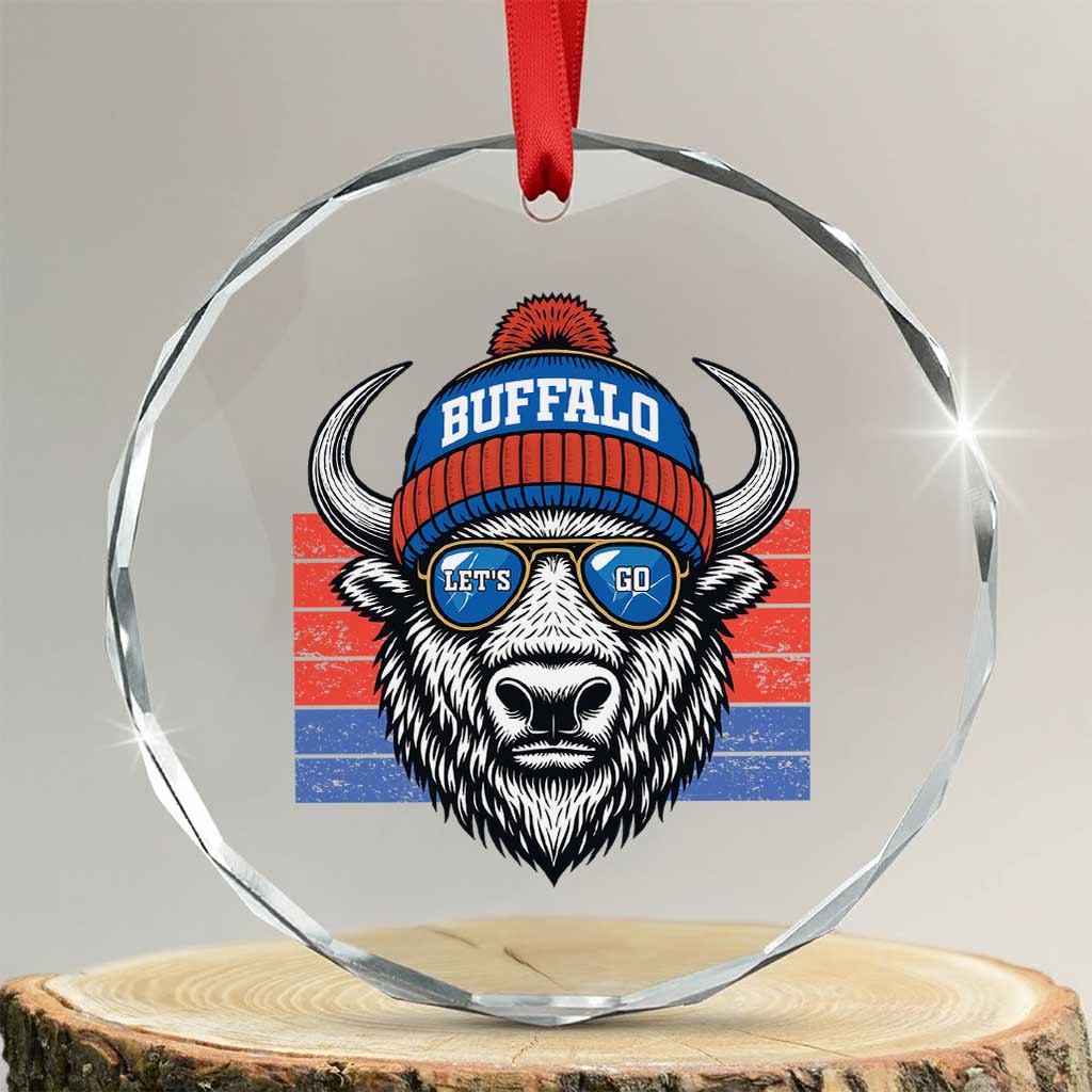 Buffalo Football Crystal Glass Ornament Vintage 90s Bill Fan Game Day TS10 Transparent Glass 3'' Circle Print Your Wear