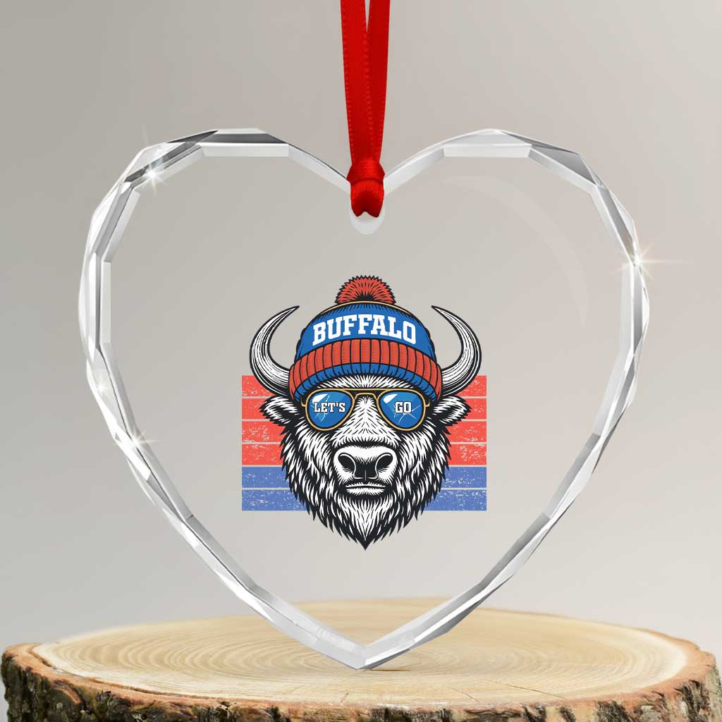 Buffalo Football Heart Crystal Glass Ornament Vintage 90s Bill Fan Game Day TS10 Transparent Glass 3'' Heart Print Your Wear