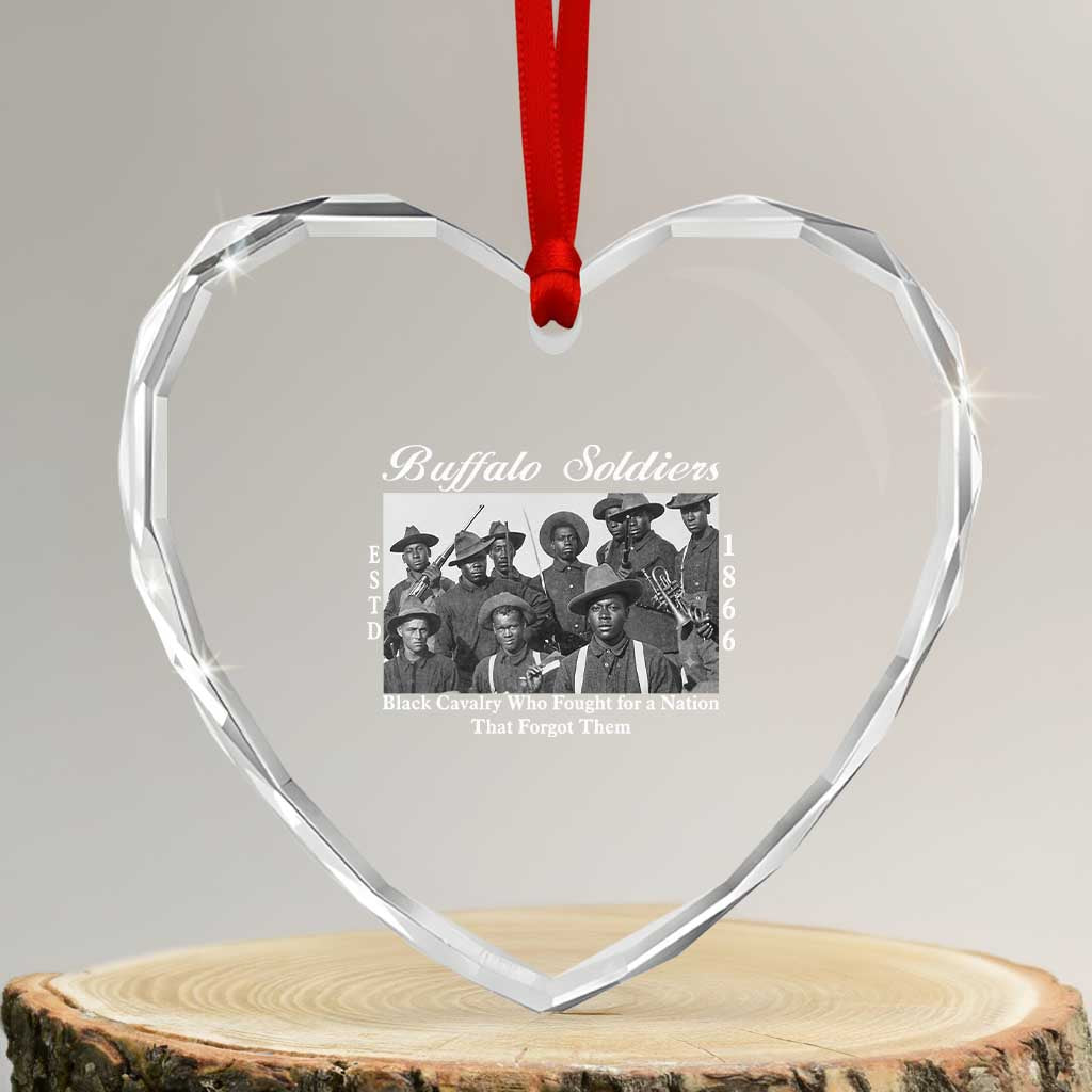 Buffalo Soldiers 1866 African American Cavalry Heart Crystal Glass Ornament Black History Military Heritage Gift TS12 Transparent Glass 3'' Heart Print Your Wear