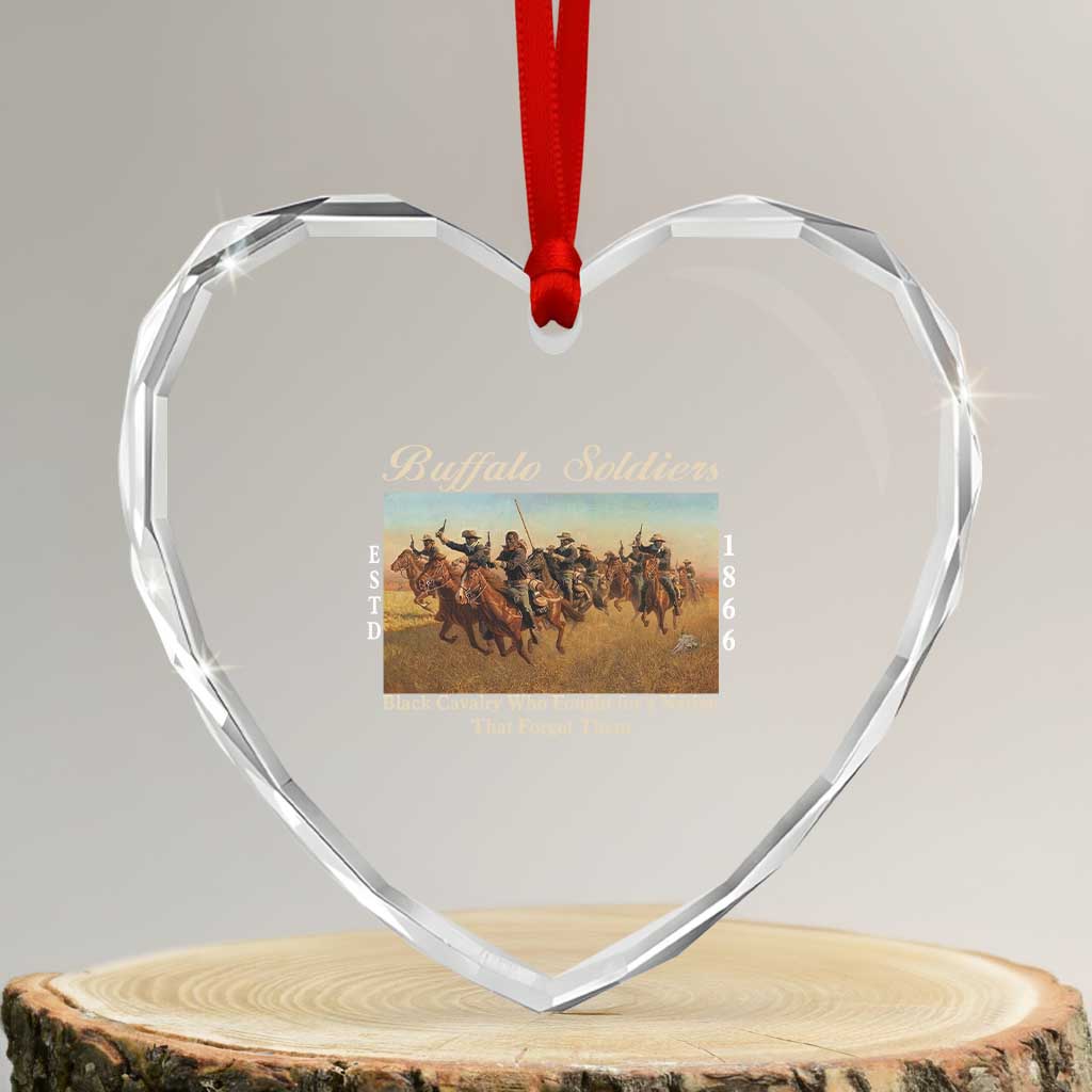 Buffalo Soldiers Black Cavalry 1866 Heart Crystal Glass Ornament African American Military History Black History Gift TS12 Transparent Glass 3'' Heart Print Your Wear
