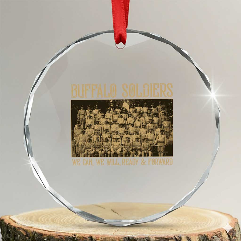 Buffalo Soldiers Crystal Glass Ornament 9th and 10th Cavalry African American Heros Black Soldiers TS10 Transparent Glass 3'' Circle Print Your Wear