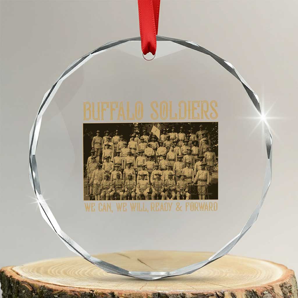 Buffalo Soldiers Crystal Glass Ornament 9th and 10th Cavalry African American Heros Black Soldiers TS10 Transparent Glass 3'' Circle Print Your Wear