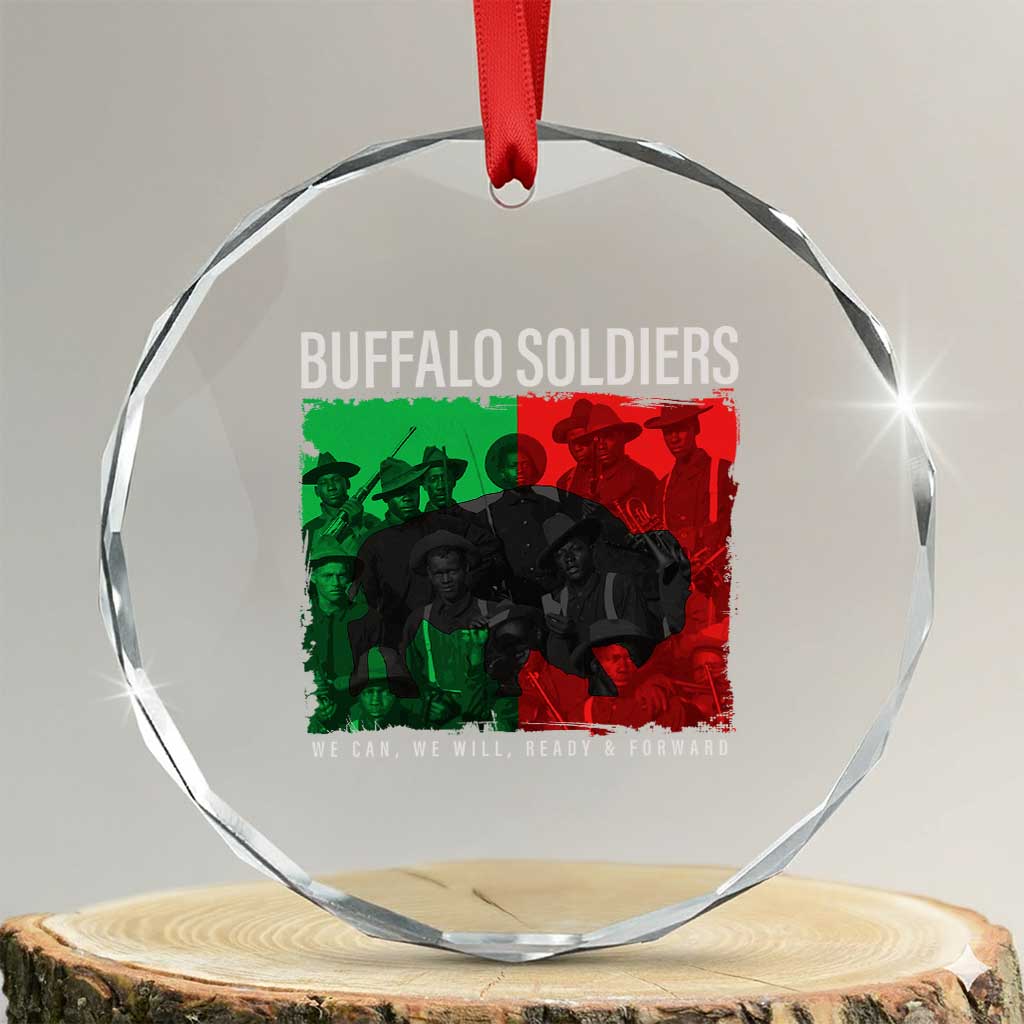 Buffalo Soldiers Crystal Glass Ornament 9th and 10th Cavalry Afro African American Heros TS10 Transparent Glass 3'' Circle Print Your Wear