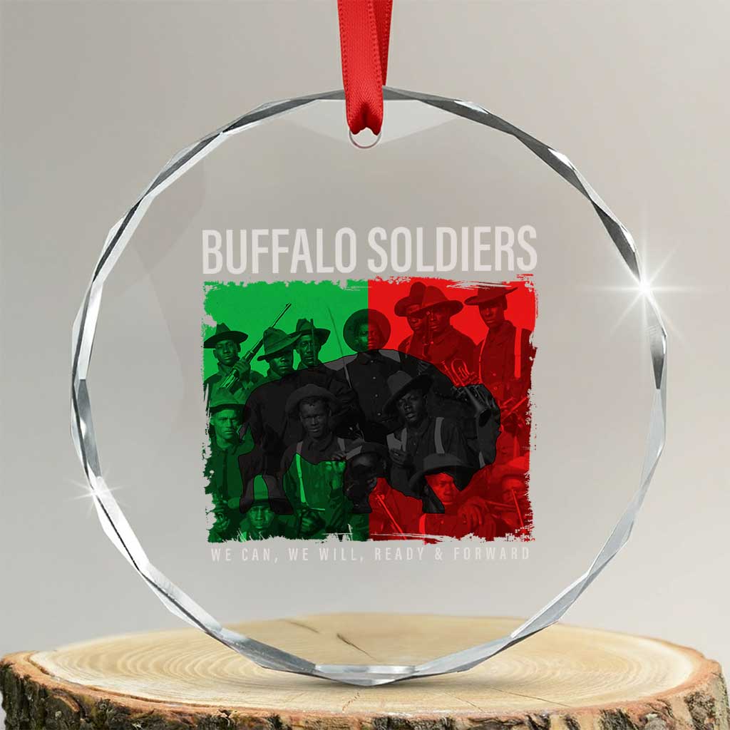 Buffalo Soldiers Crystal Glass Ornament 9th and 10th Cavalry Afro African American Heros TS10 Transparent Glass 3'' Circle Print Your Wear