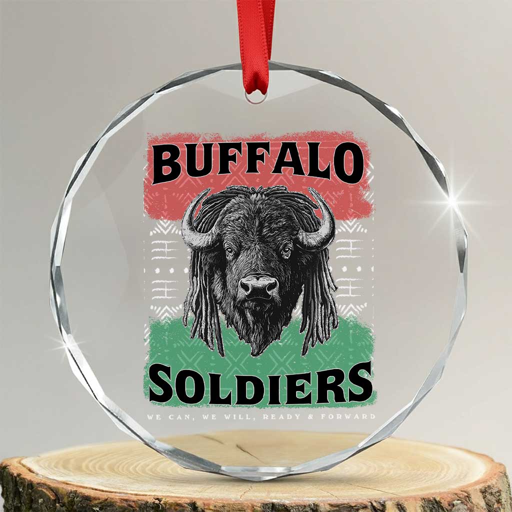 Buffalo Soldiers Crystal Glass Ornament Retro African American Black History TS10 Transparent Glass 3'' Circle Print Your Wear