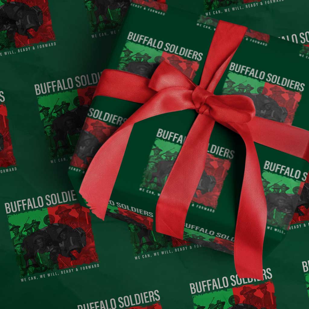 Buffalo Soldiers Wrapping Paper Roll 9th and 10th Cavalry Afro African American Heros TS10 Green Print Your Wear