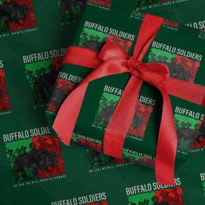 Buffalo Soldiers Wrapping Paper Roll 9th and 10th Cavalry Afro African American Heros TS10 Green Print Your Wear