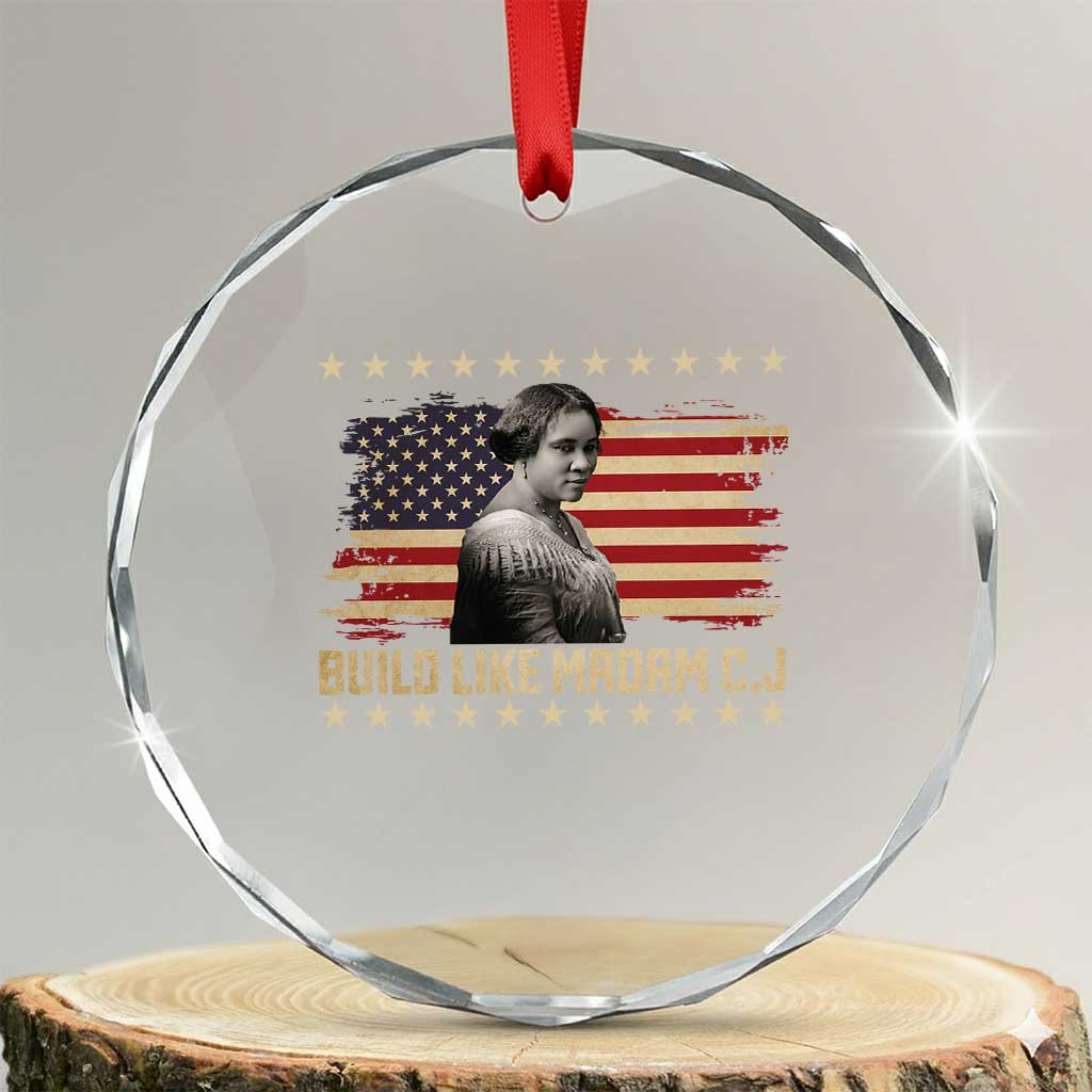 Build Like Madam CJ Walker Crystal Glass Ornament Black History Month Gift TS12 Transparent Glass 3'' Circle Print Your Wear