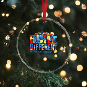 Built Different Autism Acceptance Puzzle Piece Graphic Crystal Glass Ornament Inspirational Neurodiversity Support TS02 Print Your Wear