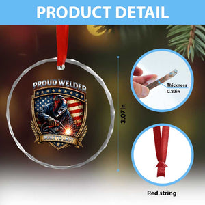 Built To Last Proud Welder Crystal Glass Ornament Blue Collar American Dad Gift TS12 Print Your Wear