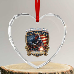 Built To Last Proud Welder Heart Crystal Glass Ornament Blue Collar American Dad Gift TS12 Transparent Glass 3'' Heart Print Your Wear