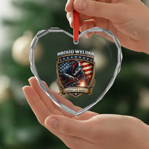 Built To Last Proud Welder Heart Crystal Glass Ornament Blue Collar American Dad Gift TS12 Print Your Wear