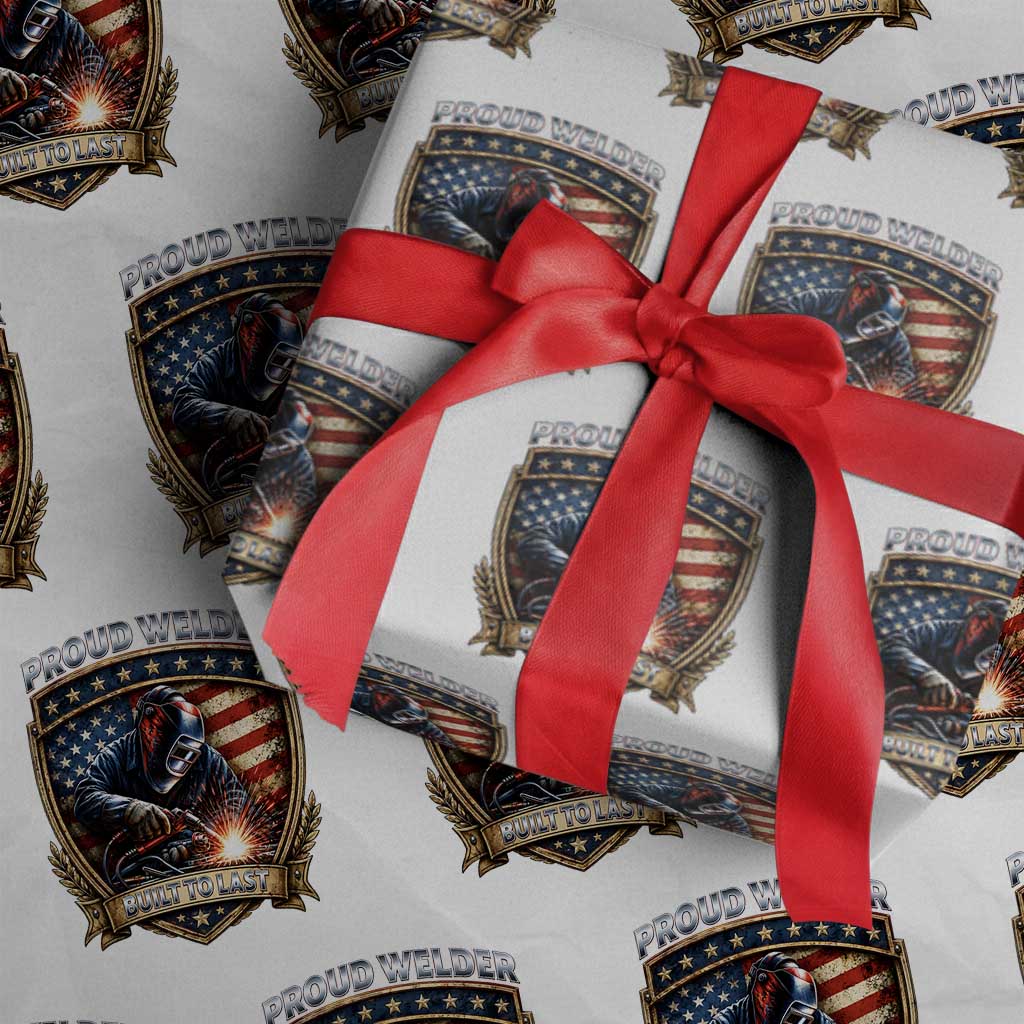 Built To Last Proud Welder Wrapping Paper Roll Blue Collar American Dad Gift