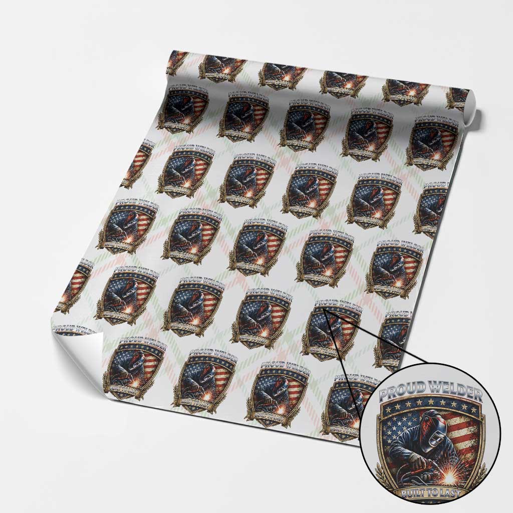Built To Last Proud Welder Wrapping Paper Roll Blue Collar American Dad Gift