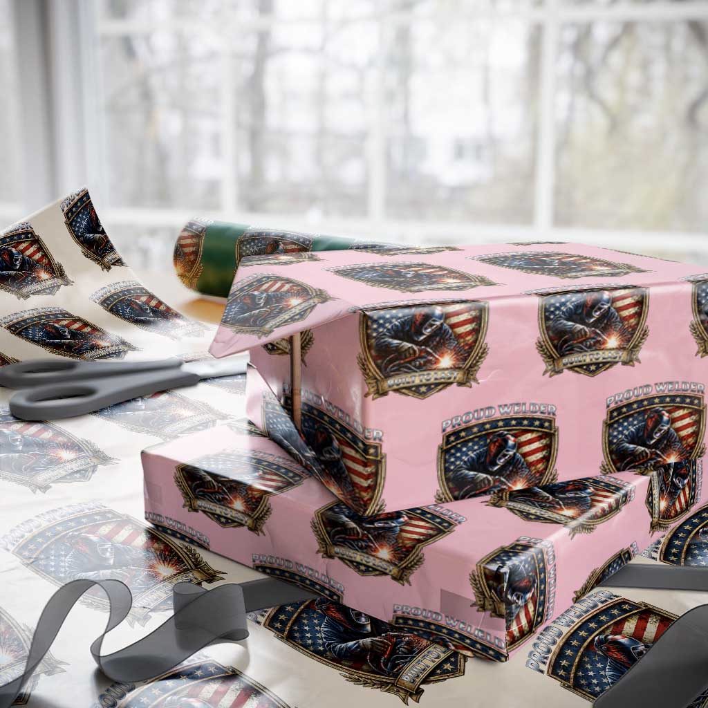 Built To Last Proud Welder Wrapping Paper Roll Blue Collar American Dad Gift