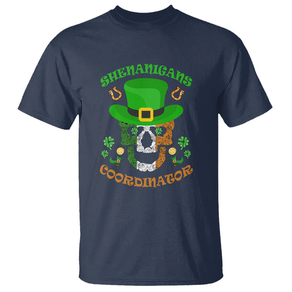Bull Dog Skull T Shirt Shenanigans Coordinator St Patrick's Day TS02 Navy Printyourwear