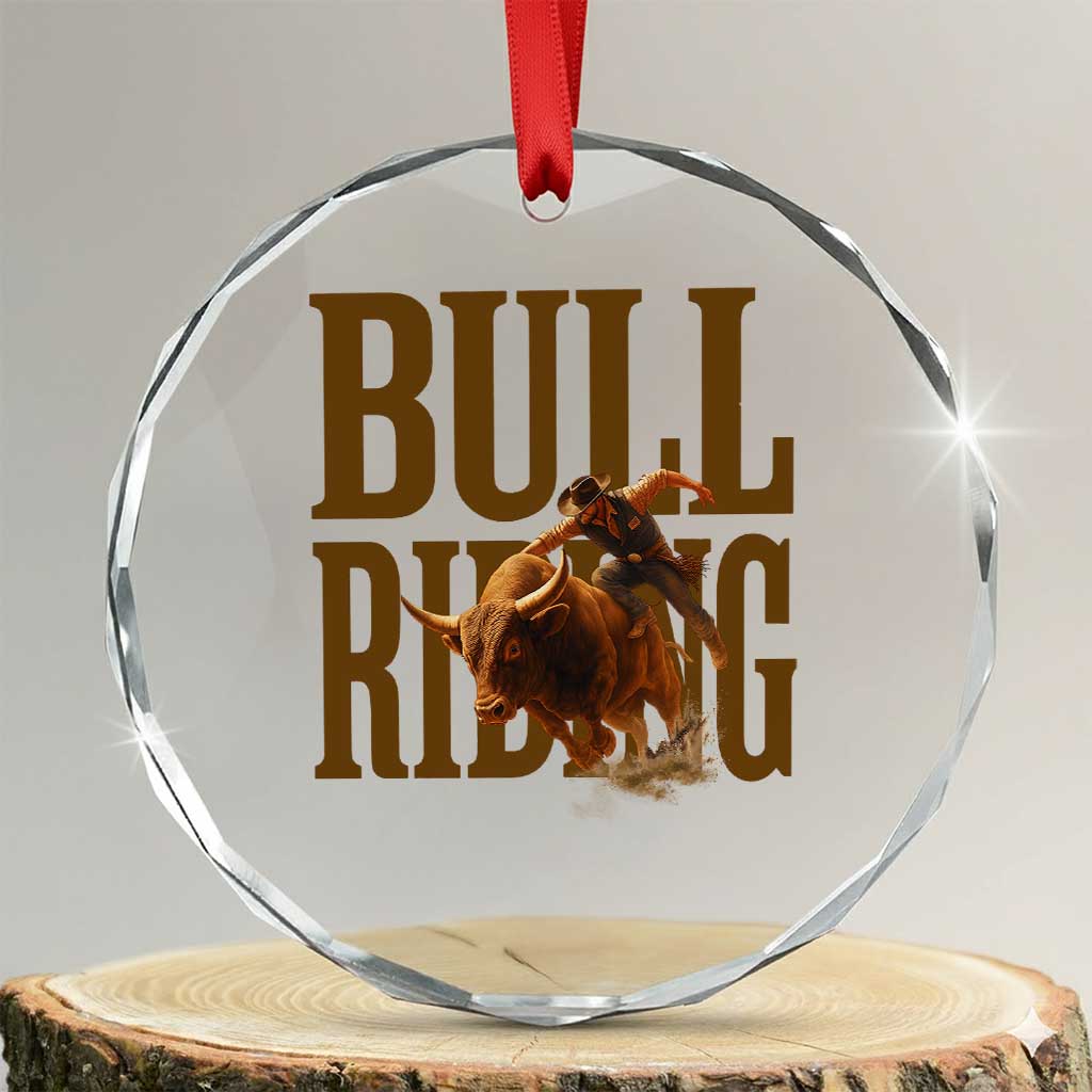 Bull Riding Cowboy Western Texas Rodeo Life Crystal Glass Ornament TS12 Transparent Glass 3'' Circle Print Your Wear