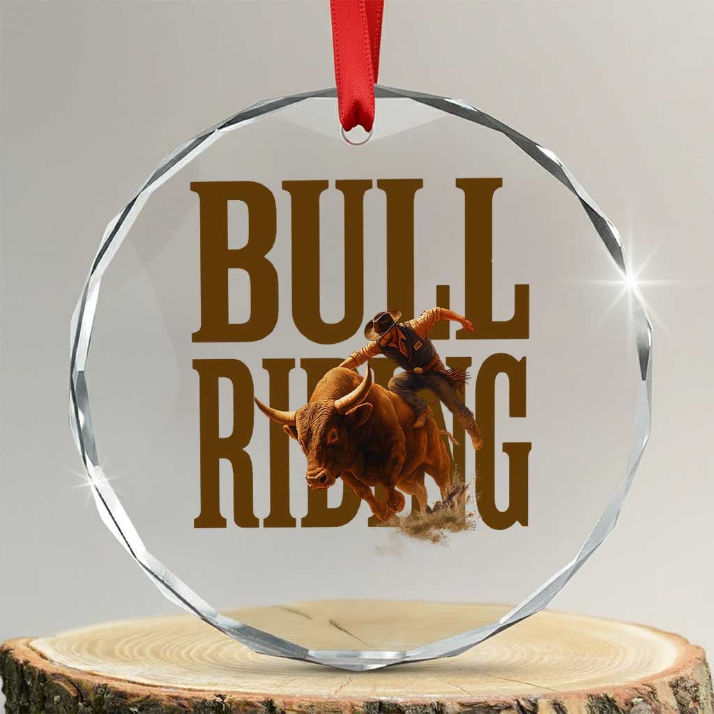 Bull Riding Cowboy Western Texas Rodeo Life Crystal Glass Ornament TS12 Transparent Glass 3'' Circle Print Your Wear