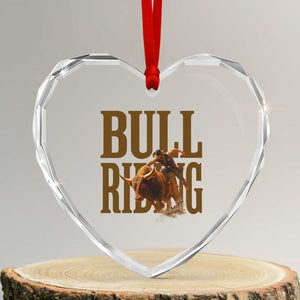 Bull Riding Cowboy Western Texas Rodeo Life Heart Crystal Glass Ornament TS12 Transparent Glass 3'' Heart Print Your Wear